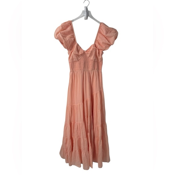 Free people Sundrenched Short-Sleeve Tiered Dress L Women's Casual B2651 - Picture 3 of 4